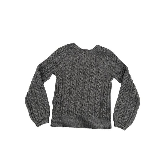 Abercrombie Fitch Women Gray Classic Fisherman Cable Knit Crew Neck Sweater XS - Picture 2 of 8